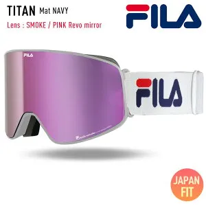 FILA フィラ スノーボード ゴーグル FG1701J-2 [Mat WHITE] SMOKE / PINK Revo mirror ゴーグル 平面 スキー ゴーグル