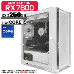 【新品】【RTX4060より強い!】ゲーミングPC デスクトップパソコン ホワイト メッシュ AMD RADEON RX7600 第12世代 Intel Corei5 12400F Windows11 NVMe M.2 SSD256GB メモリ16GB LED非搭載ファン デスクトップPC 1年保