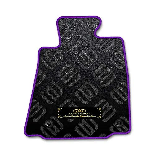 DAD ギャルソン D.A.D エグゼクティブ フロアマット SUZUKI (スズキ) Jimny ジムニー 型式: JA11C/11V 1台分 GARSON モノグラムデザインブラック/オーバーロック(ふちどり)カラー : パープル/刺繍 : ゴールド/