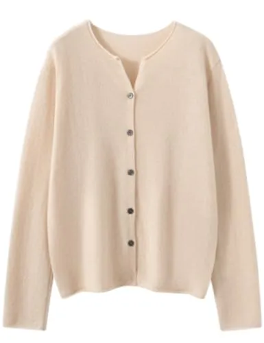 [Aecsoc] レディース カシミヤ100%ニットカーディガン Vネック長袖 暖かい 伸縮性 通勤 日常 プレゼント NZS5080(ベージュ,XL)