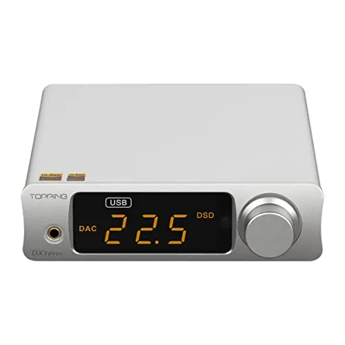 LEAUDIO Topping DX3 Pro+ ES9038Q2M Bluetooth 5.0 LDAC Audio Decoder DSD512 DAC AMP NFCA Headphone Amplifier Pre Amplifier (シルバー)