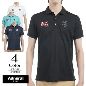 【期間限定クーポン配布中】【メール便・ゆうパケット】▼ポロシャツ〔フラッグ〕 【M/L/LL寸：メンズ】アドミラルゴルフ Admiral GOLF ゴルフウェア ポロ メンズ【ポイント2倍】【2025新作モデ