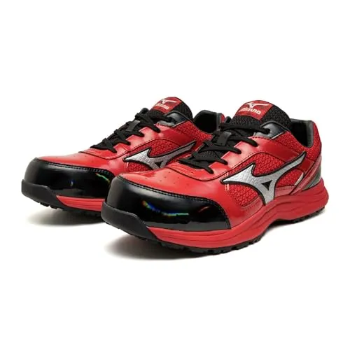 [ミズノ] 直営店限定〉 ワークシューズ オールマイティ リビルド F1GA2693 25.0 cm レッド×シルバー×ブラック クッション性 耐滑性 紐 ローカット