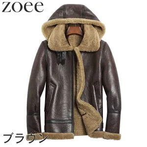 【最終セール】【69800円→49999円】【在庫僅か】ムートンジャケット Wフェイスラムムートン フード付き メンズ 秋冬 アウター ブラウン/レッドブラウン/ブラック M/L/2L/3L/4L/5L h4a10