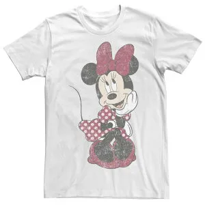 アニメキャラクター レディース トップス Tシャツ ヴィンテージ Licensed Character Disney's Mickey & Friends Juniors' Minnie Mouse Shy Vintage Tee White ホワイト