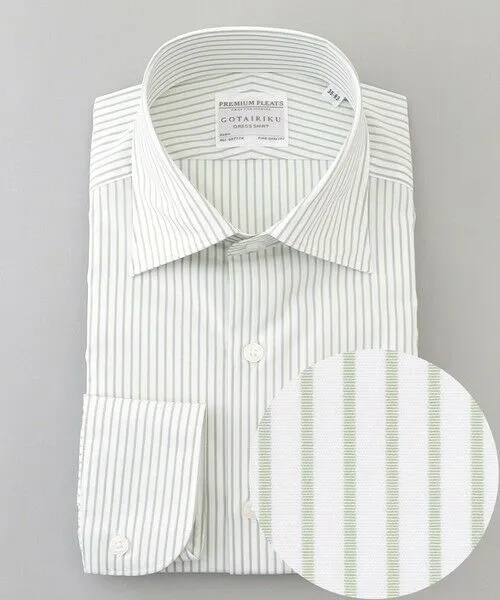 gotairiku/ゴタイリク 【形態安定】PREMIUMPLEATS_セミワイドカラー _通年ドレスシャツ(26年春夏限定色) グリーン系1 43/86(17)