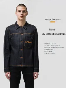 ヌーディージーンズ Gジャン ロニーNudiejeans Ronny B26 Dry Orange Embo デニム スウェーデン ジャケット