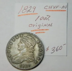 素晴らしい!!! 1829 CH XF - AU 完璧なオリジナル トーニング!!!!!!!!! 大胆なストライク!!!!??
