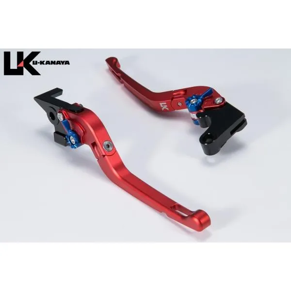 U-KANAYA ユーカナヤ 可倒式Rタイプ アルミビレットレバーセット アジャスターカラー：マットレッド / レバーカラー：マットレッド FZR1000 YZF-R7 ハンドル