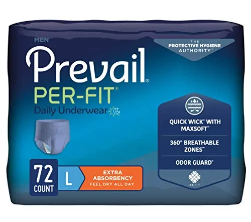 Prevail Per-Fit for Men, Extra Absorbency Underwear, Large, 72 Count by Prevail