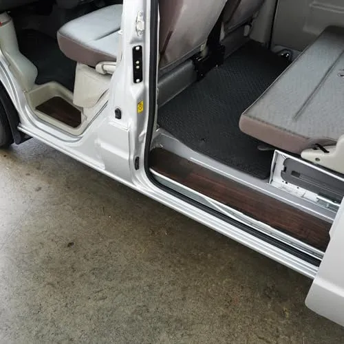 プロダックス 【 スズキ DA17V エブリイ バン 対応 ステップパネル 4枚セット 】 エブリイ パーツ内装 アクセサリー カスタムパーツ スカッフプレート リアサイド 滑り止め (ステップパネル, 茶木目調)