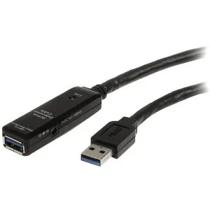 StarTech.comUSBケーブル/USB3.0(5Gbps)/10m/アクティブタイプ/Type-A-Type-A/オス-メス/ACアダプター付属/ブラック/USB延長コード/リピーターロングエクステンダーケーブル