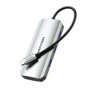 VENTION USB-C to HDMI/VGA/USB 3.0x3/PD ドッキングステーション グレー TO-7989 [▲][AS]