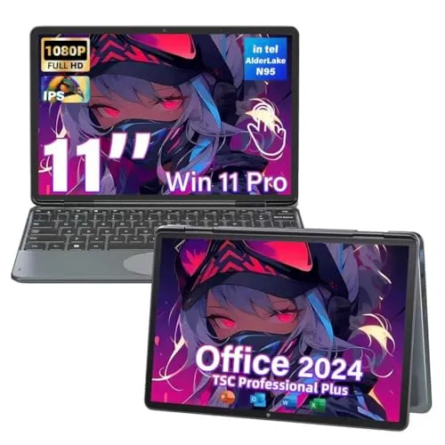 2in1 ノートパソコン タッチスクリーンPC【Win 11/Office 2024搭載】パソコンノート10.95インチIPS解像度(1920*1200)/第12世代Alder Lake-N95 最大3.40GHz/LPDDR4 16GB RAM/高速SS