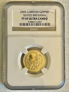 イギリス 2005年 ブリタニア座像 25ポンド 1/4オンス 金貨 NGC PF69 UC SKU# 1732