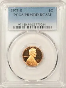 1973-S プルーフ リンカーン セント - PCGS PR-69 RD DCAM