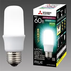 LED電球 《MILIE ミライエ》 T形全方向タイプ 一般電球形 60W形相当 全光束810lm 昼白色 E26口金 LDT6N-G/60/S