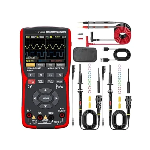 ZT-703S オシロスコープマルチメーター、3.5インチIPSディスプレイ、25,000カウント、デュアルチャネル50MHz帯域幅、280MSa/s高周波(ZT-703S package2)