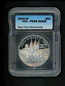 2002-W 米国銀貨記念 $1 ICG PR69 DCAM ウェストポイント建国200周年記念