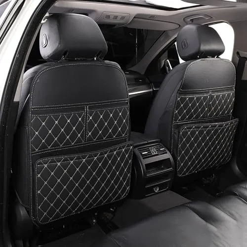 車用キックガード に適合トヨタライズ/C-HR/ルーミー タンク / bZ4X /パッソ /86 GR86 車 後部座席用 防水レザー プロテクター 撥水 防汚 防傷 シートバックプロテクター 簡単取付 2点セット(黒白)