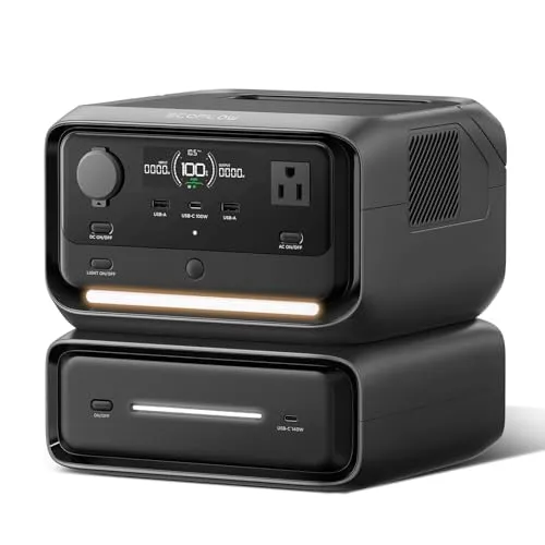 EcoFlow RIVER 3 Max ポータブル電源(RIVER 3 Plus+ EB290) 572Wh容量 AC定格600W / 瞬間最大1200W 1.5時間フル充電 GaN採用 UPS機能10ms エクストラバッテリー単体使用でき リン酸鉄リチウ