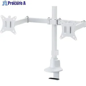 SANWA モニターアーム ディスプレイアーム 2画面左右 デュアルモニター 薄型クランプ 耐荷重各9kg 32インチまで対応 ホワイト CR-LAC216W 1個 ■▼716-2846 ※個人宅様送り不可