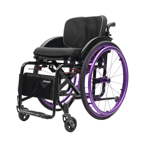TRGCJGH 折りたたみ 車いす コンパクト 軽量アルミ製 自走型 車椅子 旅行用 外出用 持ち運び易い スポーツ車椅子 手動 転倒防止(Purple,16.5in Seat Width)