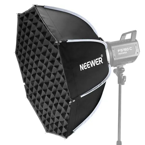 NEEWER BASICS 65cm オクタゴンソフトボックス 八角形ソフトボックス Bowensマウント/ライトディフューザー/グリッド/バッグ付き パラボリックソフトボックス クイックリリース 折りたたみ式 コンパチブル Aputure 150C/SL