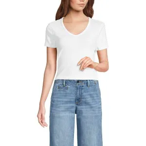 ランズエンド レディース ボトムス デニムパンツ ワイドレッグ アンクル ジーンズ Women's Lands' End Mid Rise Wide Leg Ankle Jeans Beau Blue ブルー