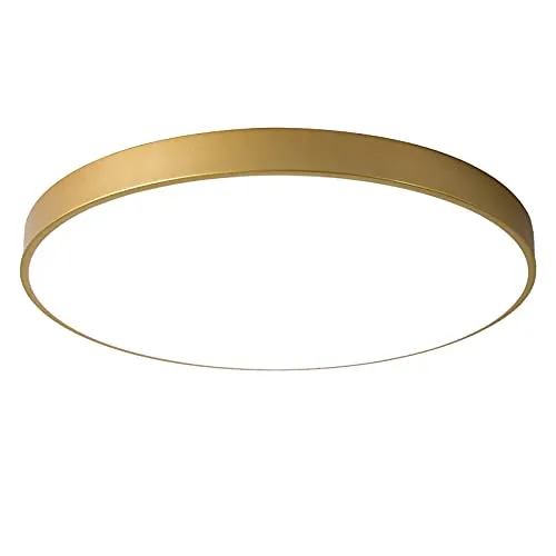 丸型マカロン型LEDシーリングライト、フラッシュマウント式子供部屋ランプ、北欧モダン照明、保育園、子供部屋、ダイニングルーム用、ゴールド+無段階調光-60cm 48W