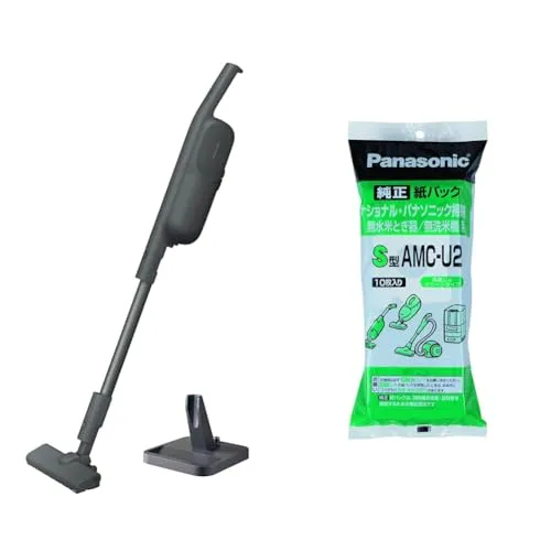 【交換用紙パック付き】パナソニック 紙パック式コードレススティック掃除機 MC-PB61J-A ストーンブルー 軽量 スティックスタンド付き