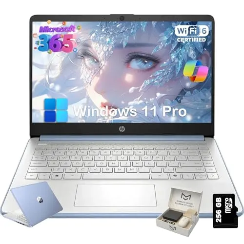 HP (エイチピー) 2025 14インチ ノートパソコン 学生&ビジネス用 Intel(インテル) クアッドコア N150 CPU 16GB RAM 384GB ストレージ (128GB UFS+256GB SDカード) 1年間のOffice 365 軽