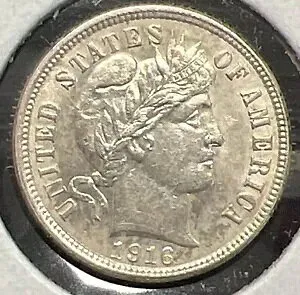 1916 バーバー シルバー ダイム グレード チョイス 未流通の実際のコイン #c13499