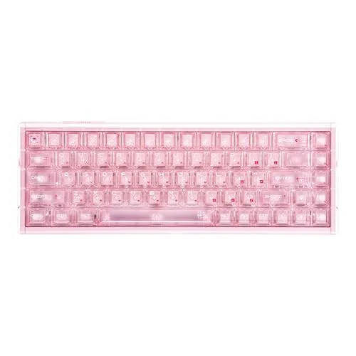 ATK RS6+ 65%有線メカニカルゲーミングキーボード アルミ磁気スイッチ 8Kポーリングレート 0.08ms超低レイテンシー 5層音響パッド RGBバックライト PCMac用 ピンクサムライ