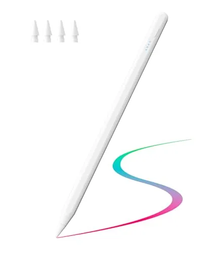 Apple iPad 2018-2024用スタイラスペン 高速充電アクティブペンシル iPad 6/7/8/9/10、Air 3/4/5、iPad Mini 5/6、iPad Pro 11インチ/12.9インチに対応 ホワイト