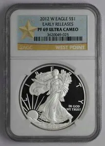 2012 W $1 アメリカン シルバー イーグル アーリーリリース NGC PF 69 ウルトラカメオ