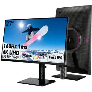 【2,000クーポン＋P最大31.5％還元！】ゲーミングモニター 27インチ 4K UHD FAST IPS 3840x2160@160Hz 1ms HDR400対応 sRGB140%色域ボリューム 400cd/m2 Adaptive Sync HDMI2.1*2 DP1.4*2 USB2.0 フリッカーフリー 三年保証 KT