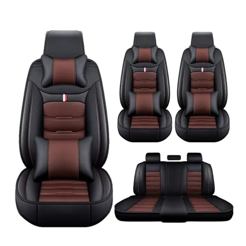 シートカバー 車 と互換性のある ホンダ アコード CV3 2020.2~2023.1 対応 カーシートカバー PUレザー 全包囲 取り付け簡単 ずれ防止 運転席 助手席 後部座席 5層構造 耐摩防汚 軽自動車 普通車(黒茶色,枕付き)