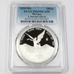 2020 Mo PCGS PR69 DCAM - メキシコ - 1 オンス シルバー リベルタード - 国連オンザ コイン #44506A
