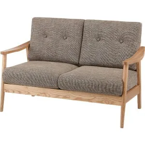 東谷 RTO-921BR 家具 2人掛け用ソファ バッスム ロット1 色：ブラウン 天然木 ポリエステル コットン アームレスト付き W127×D71×H85×SH41