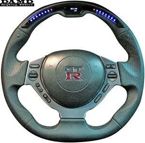 【M's】日産 R35 GT-R 前期型 (2007/12-2011/11) DAMD LEDインジケーター付 パフォーマンス ステアリング／／ダムド ハンドル F1ハンドル LEDハンドル LEDステアリング GTR G-TR 35GTR MC前 前期モデル用 NISSAN