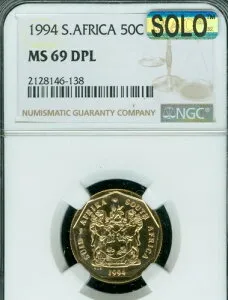 1994年 南アフリカ 50セント NGC MS69 DPL MAC SOLO 最高グレード＆スポットレス 希少品 *