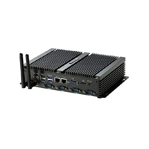 Kingdel Fanless Industrial Computer, Mini Desktop PC with Intel Celeron Dual Core CPU, 4GB RAM, 128GB SSD, 2xLAN, 4xUSB 3.0, 4xCOM RS232, HDM_並行輸入