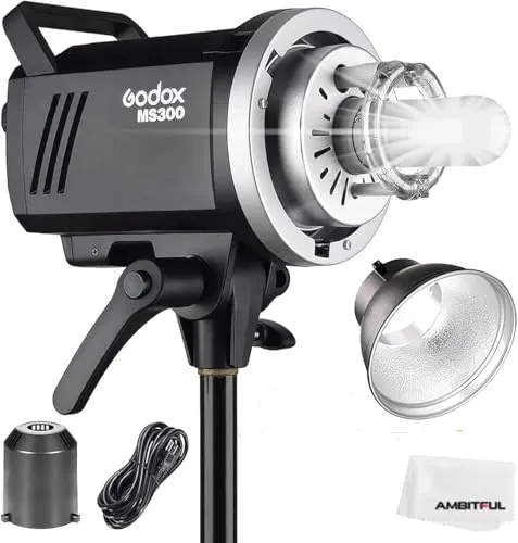 【Godox正規代理】Godox MS300 スタジオフラッシュ 300W 2.4G ワイヤレスレシーバ 軽量でコンパクト、耐久性のあるスタジオフラッシュ Bowens マウントと標準反射付き 150Wモデル