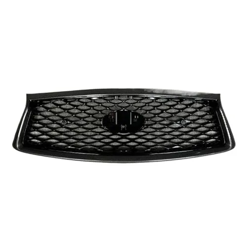 車のフロントメッシュグリル フロントレーシンググリルアッパーバンパーフードメッシュボディキット修正外装 に適合する インフィニティ Q50 Q50S Q50L 2014-2022 2023 2024 2025(18-25 Carbon Look)