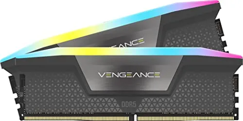 CORSAIR DDR5-5600MHz デスクトップPC用メモリ VENGEANCE RGB DDR5シリーズ (PC5-44800) AMD EXPO Intel XMP メモリキット32GB ブラック グレー [16GB×2枚] CMH32GX5M2