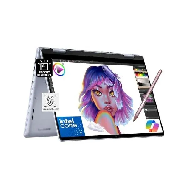 Dell Inspiron 14 7430 2-in-1 Business Laptop (14" FHD+ Touchscreen, Intel 10-Core i7-1355U, 16GB LPDDR5 RAM, 1TB SSD, Active Stylus) Backlit,_並行輸入