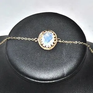 【送料無料】ブレスレット アクセサリ? チェーンブレスレットゴールドカラークリスタルchain bracelet gold colour crystal jewel bluish 18cm