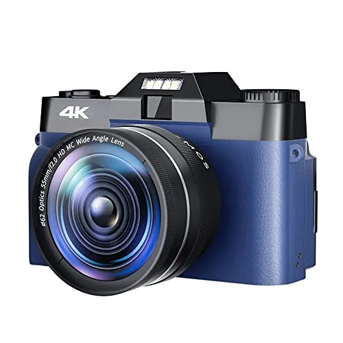 ビデオカメラ 48MP デジタルカメラ 3" フリップ スクリーン 4K Selfile ビデオカメラ ストリーム マクロ レンズ ビデオ レコーダー 写真 16X デジタル カメラ 運動会、卒業式、忘年会用(64G TF Card,With 2 Lens