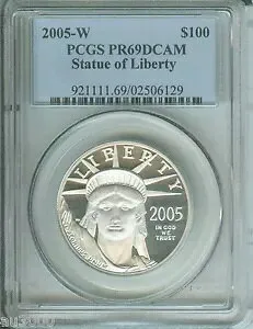 2005-W $100 スタチュー リバティ プラチナ 1 オンスPCGS PR69 PF69!!!!